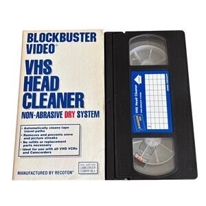 Blockbuster video VHS head cleaner 1993 vintage retro VCR dry cleaning tape